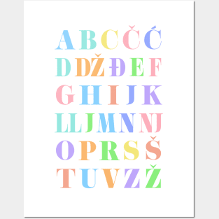 Children's Croatian Alphabet Chart, Croatia Language Chart, Pastel Posters and Art